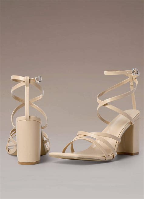 Nude Cross Strappy Ankle Strap Heels Azazie