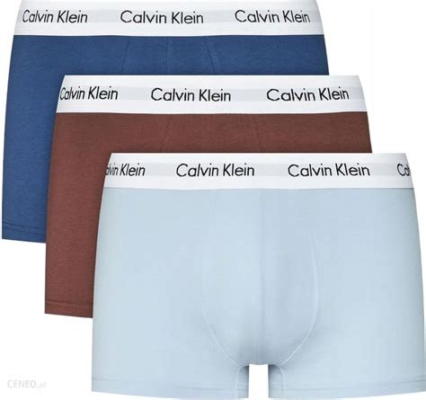 Calvin Klein Bokserki Męskie Majtki 3PK Brązowe błękitne niebieskie r