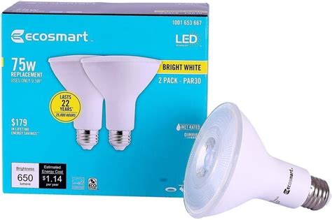 Ecosmart 75w Bright White Par30 Dimmable Led Flood Light Bulb2 Pack 1001653667