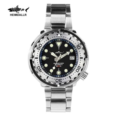 HEIMDALLR Full Steel Tuna Diver Automatic Watch Men Black Sapphire