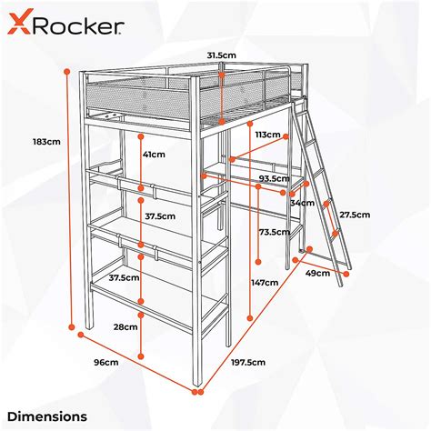 X Rocker Fortress Gaming High Sleeper Bunk Bed With Shelves And Desk Dunelm