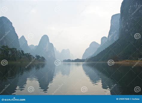 Landscape of Li River in Winter, Guilin, China Stock Photo - Image of ...