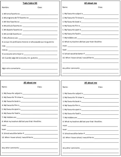 All About Me Questionnaire Teaching Resources