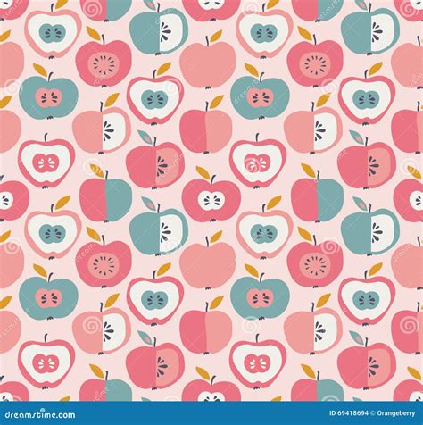 Seamless Pattern With Apples Stock Vector Illustration Of Fruit