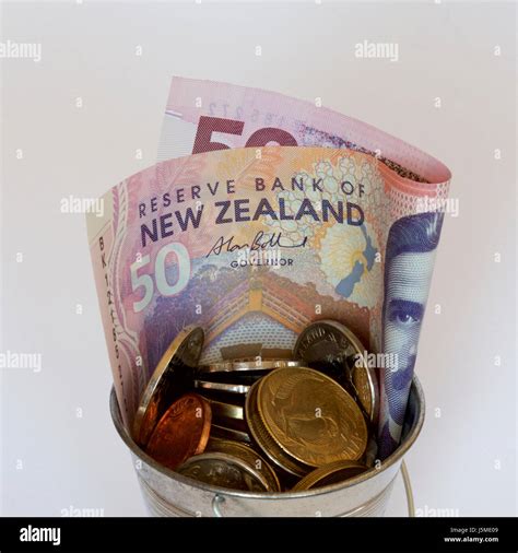 New Zealand Money And A Bucket Stock Photo Alamy