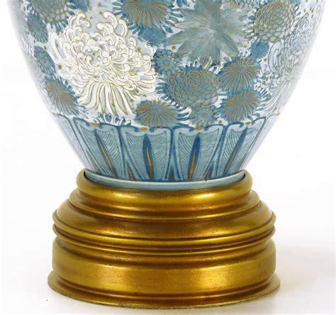 Marbro Hand Painted Blue And White Chrysanthemum Table Lamp At 1stDibs