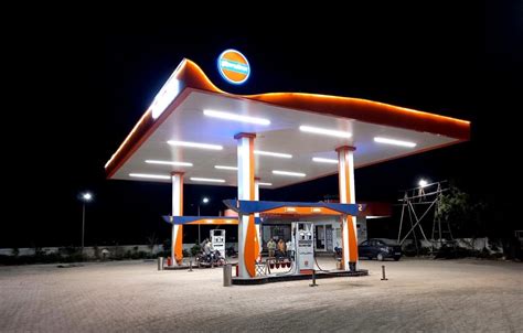 Orange Mild Steel New IOCL Petrol Pump Canopy At Rs 6500 Square Meter