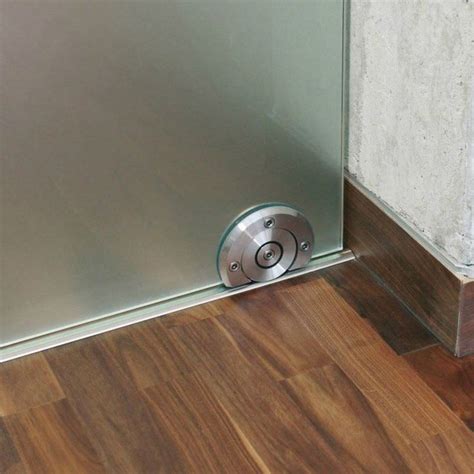 Frameless Brushed Stainless Steel Floor Roller Glass Sliding Door Track Set Kit In 2020