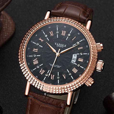 Yazole Fashion Business Quartz Movement Men Watch High Quality Leather