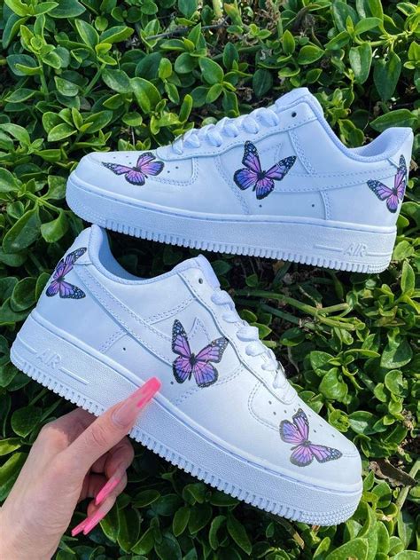 Lavender Butterfly Af In Cute Nike Shoes White Nike Shoes