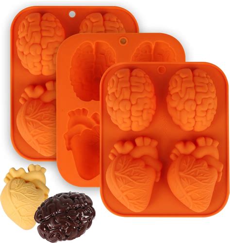 Amazon Hewomate Brain And Heart Chocolate Mold 3 Pieces Silicone