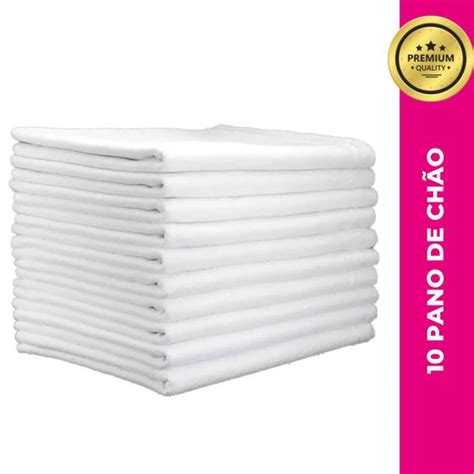 Kit 10 Panos De Chão Branco Grande Saco Duplo Algodão Atacado Limpeza