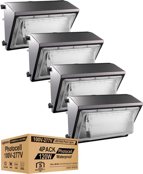 Lightdot 4Pack 120W LED Wall Pack Lights 𝟭𝟬𝟬 𝟮𝟳𝟳𝗩 𝐃𝐫𝐢𝐯𝐞𝐫 𝐄𝐪𝐮𝐢𝐩𝐩𝐞𝐝 Dusk