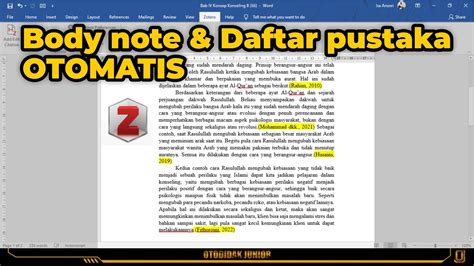 Membuat Body Note Daftar Pustaka Otomatis Dengan Zotero Youtube