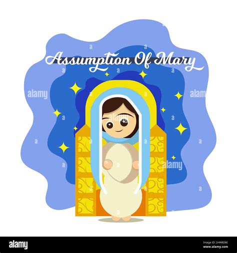 Happy Assumption Of Mary Day Vector Illustration Greeting Card God Virgin Mary Maria Lady