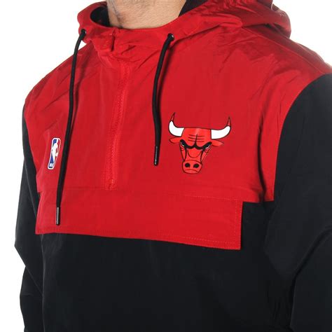 Jaqueta New Era Corta Vento Chicago Bulls Preto Vermelho Rock City