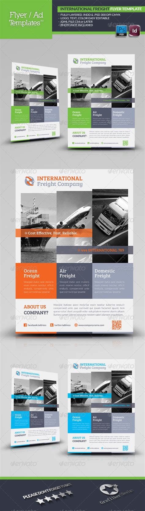 International Freight Flyer Template By Grafilker Graphicriver