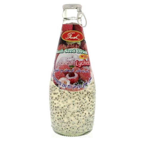 Fresh Basil Seed Drink With Lychee 290ml Online At Best Price Fruit Drink Bottled Lulu Ksa