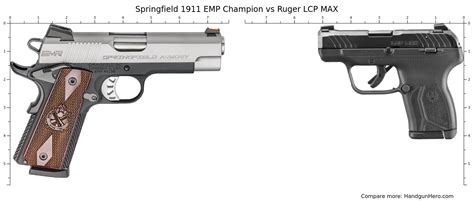 Springfield 1911 Emp Champion Vs Ruger Lcp Max Size Comparison