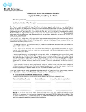 Fillable Online Designation For Authorized Appeal Representative Form