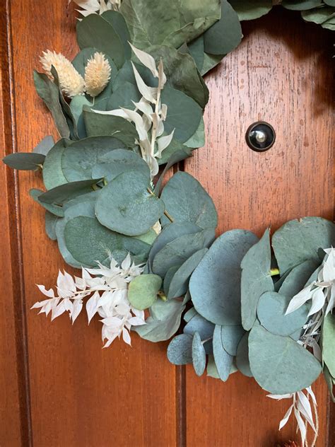 Eucalyptus Dried And Preserved Wreath With Dried Bunny Tails Etsy Uk