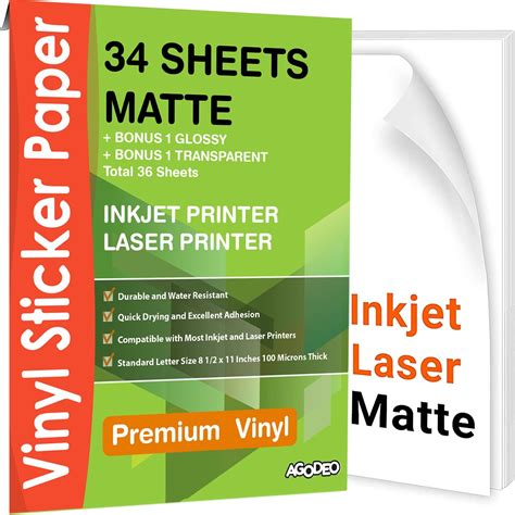 Premium Printable Vinyl Sticker Paper For Inkjet Laser Printer 34