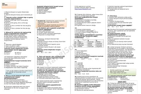 6 Sınıf Sosyal Bilgiler Deneme Sınavı PDF İndir 2024 HangiSoru