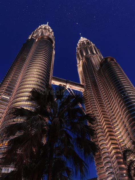 Twin Towers in KL Center. Skyscrapers at Night Stock Image - Image of architecture, towers ...