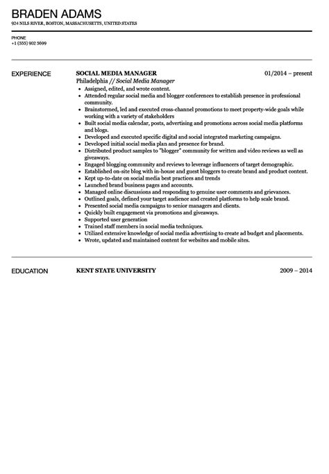 Social Media Manager Resume Sample | Velvet Jobs