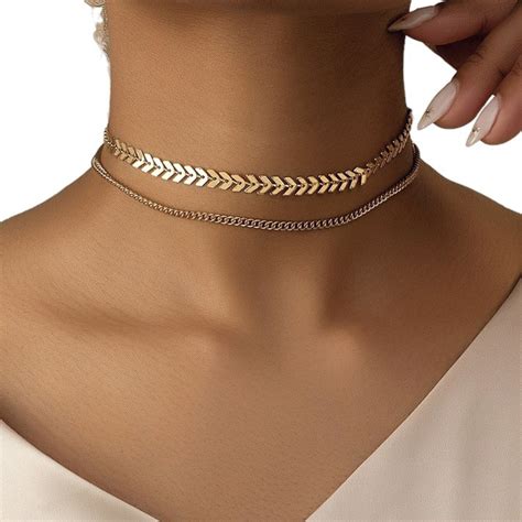 Gargantilha Choker Dourada Feminina Escama De Peixe Corrente