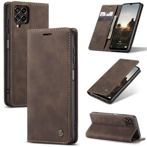 CaseMe Samsung Galaxy M33 5G Soft PU Retro Leather Flip Wallet Case Coffee