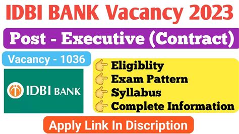 Idbi Executive Notification 2023 Idbi Executive Vacancy Exam