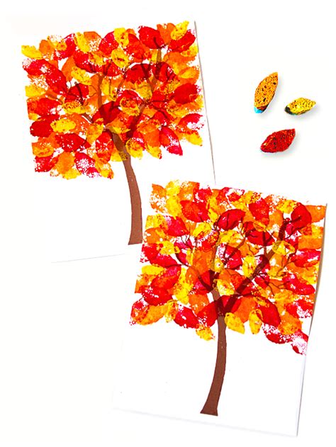 Sponge Stamped Fall Tree Craft Our Kid Things