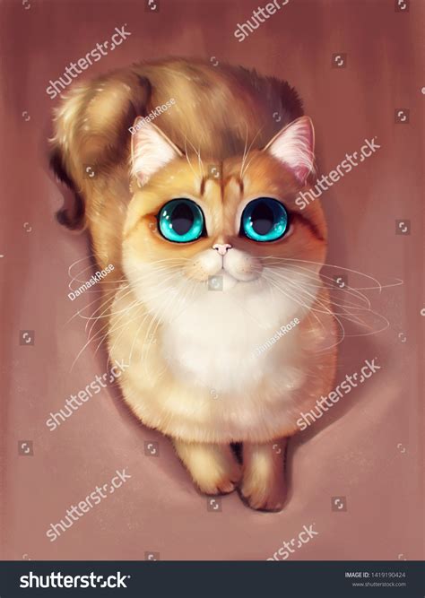 Cute Red Kitty Blue Eyes Stock Illustration 1419190424 Shutterstock