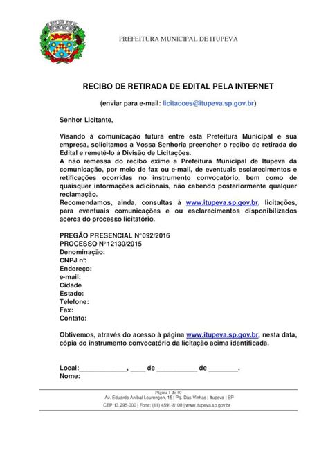 Pdf Recibo De Retirada De Edital Pela Internet Quando N O Optante