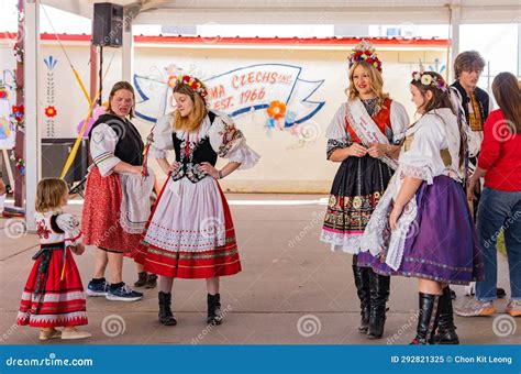 People Dress Up and Dancing in Traditional Clothes in Czech Festival ...