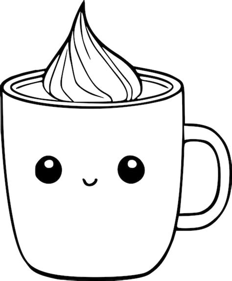 Premium Vector Kawaii Cup Of Coffee With Cream