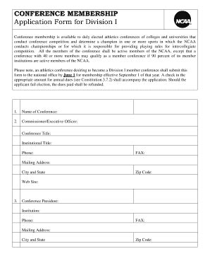 Fillable Online Ncaa Conference Membership Application Form For