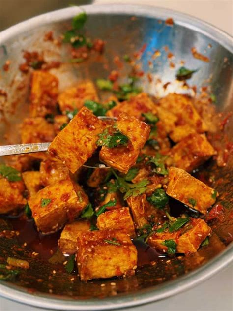 Air Fryer Spicy Garlic Tofu Tiffy Cooks