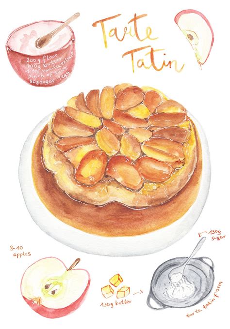 French Apple Tart Tarte Tatin Illustration