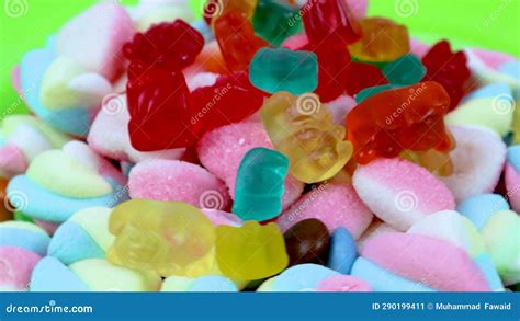 Piles Of Various Kinds Of Sweets And Candies Milk Chocolate Candy And