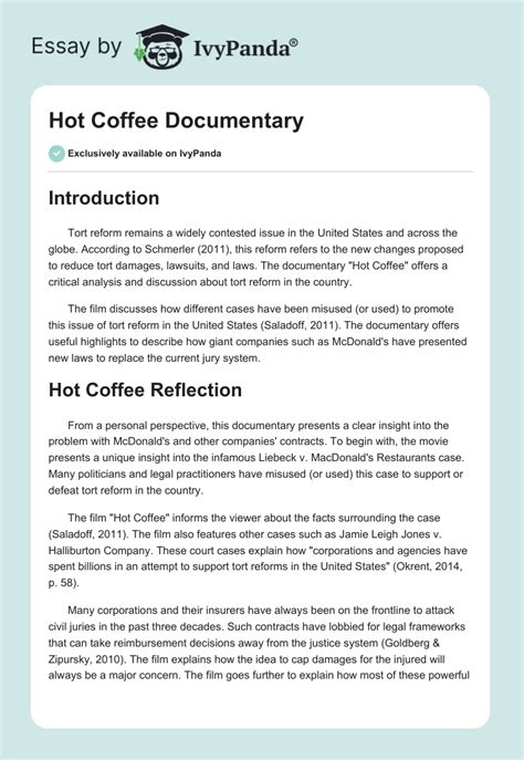 Hot Coffee Documentary - 827 Words | Research Paper Example