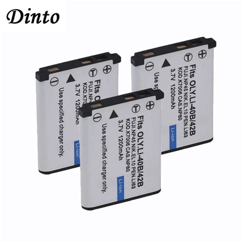 Dinto 3pcs 1200mAh EN EL10 FNP 45 D Li63 CNP 80 LI 40B 42B K7006 Camera