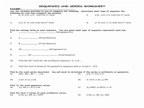 Geometric Sequence And Series Worksheet