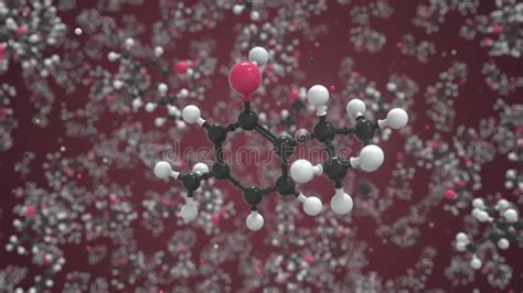 Thymol Molecule Made With Balls Isolated Molecular Model Looping D