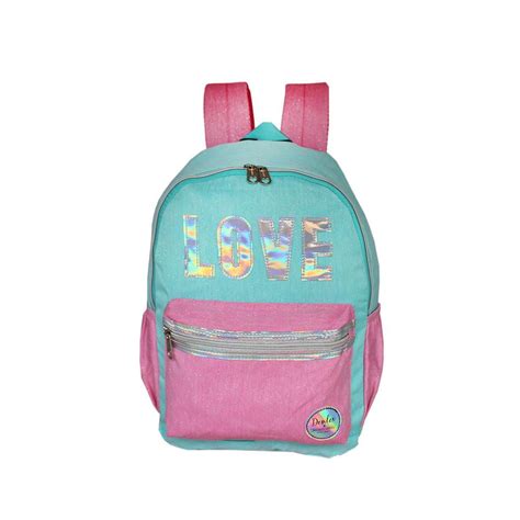 Mochila Escolar Bolsa Feminina Glitter Purpurina Love Denlex No Shoptime