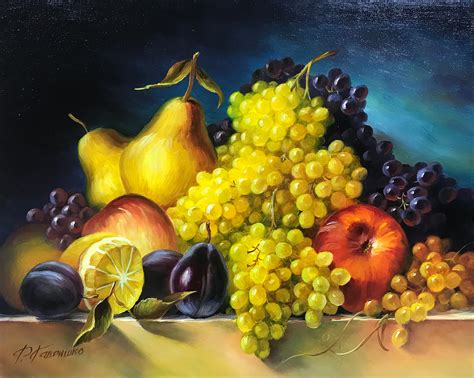 Still Life Fruit Painting Original Fruits Oil Painting Grape - Etsy