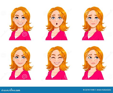 Face Expressions Of Blond Woman Stock Vector Illustration Of Angry