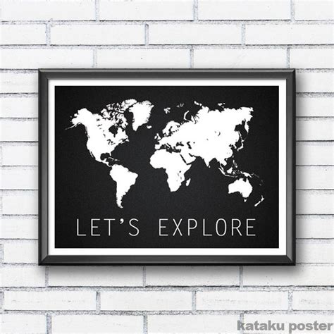 Jual Print Art Peta Dunia Let S Explore Hiasan Dinding Di Lapak