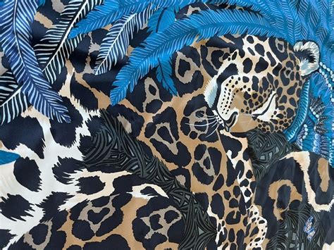 Hermes Silk Scarf Blue Jaguar Quetzal By Alice Shirle Gem